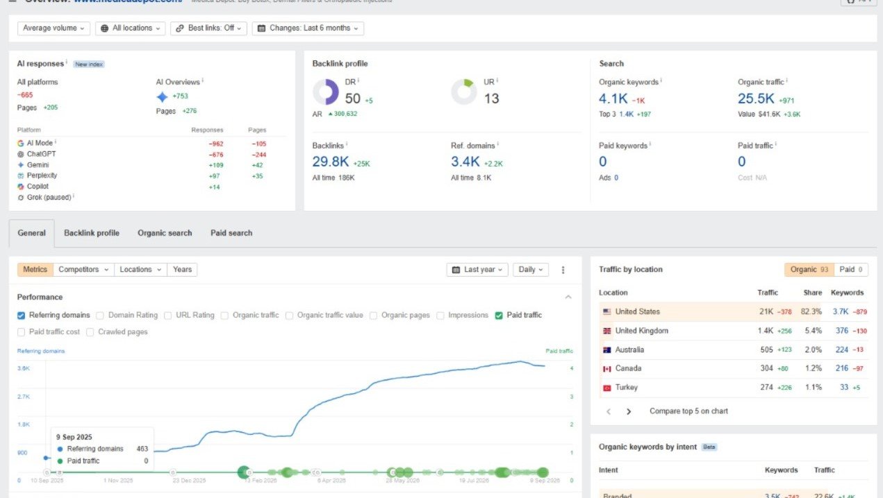 Ahrefs backlink profile